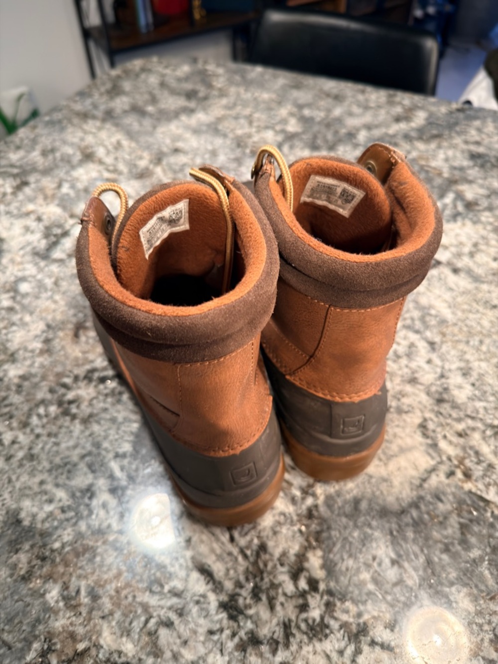 Sperry Two-Tone Brown and Dark Brown Duck Boots - Lace-Up - Picture 2 of 5